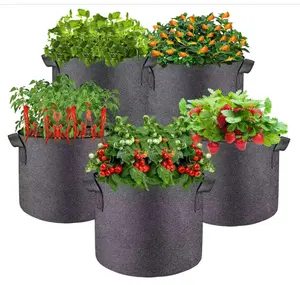 5 Pcs Grow Bags 5 Gallon Plant Grow Bags Multi-Purpose Nonwoven Fabric Pots with Durable Handles,Outdoor Garden Plant Pots for Vegetables Fruits Flowers Herb Succulent Bonsai Plants