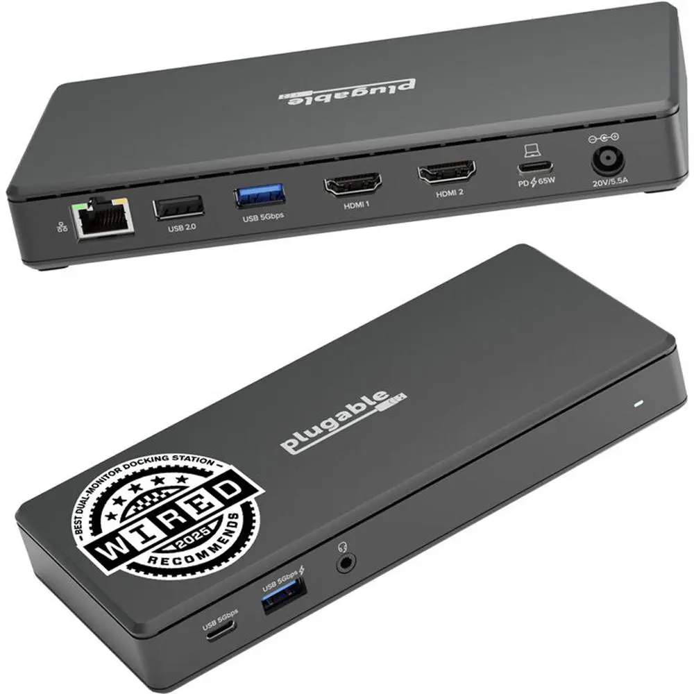 Plugable UD-MSTH2 USB-C Dual Display Docking Station - Black