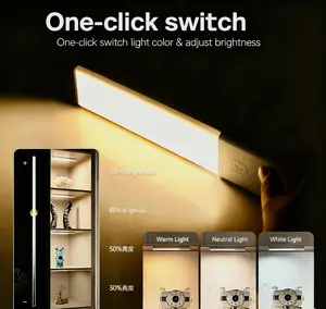 3 Color Changing Magnetic LED Sensor Light Bar, Wireless Battery Operated Closet Light, Dimmable Rechargeable Under Counter Night Light for Home Kitchen Bedroom