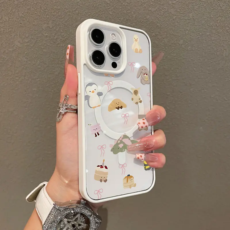 Magnetic Compatible Silicone Phone Case for iPhone 17,16 E Pro Max,15 Plus,14,13,12,11,XS,XR - Cute Pastel Plush Aesthetic Print, Shockproof, Lightweight, Scratch-Resistant, Trendy Mobile Phone Accessories, Resistance