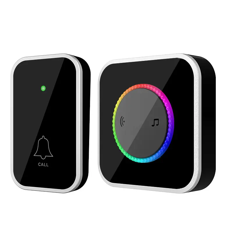 Smart Wireless Doorbell (Black) - Easy Installation, Waterproof, Adjustable Volume, 45 Chimes, Colorful LED, 1000Ft Range