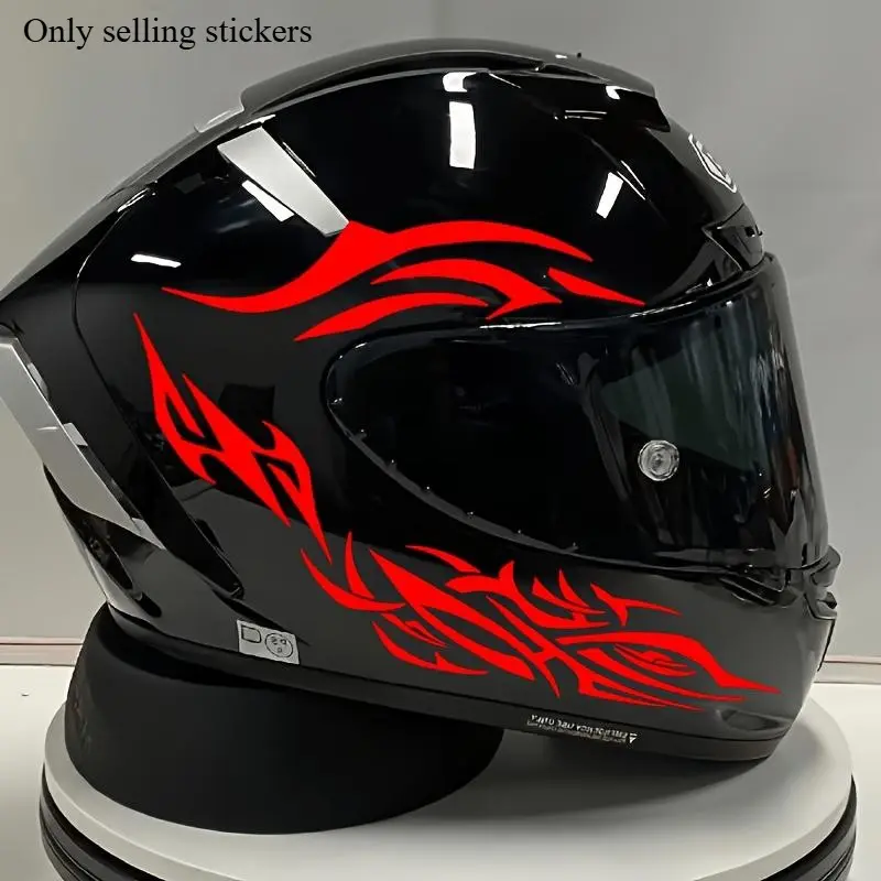 1SET "Red Flame Totem Themed" Car Sticker, Motorcycle Stickers for Motorcycle Helmet Decoration, Create Passionate Trendy-Styled Riding Gear, A Must for Motorcycle Enthusiasts, Help Helmet Show Unique Hardcore Taste, Decal Sticker, Decals Stickers