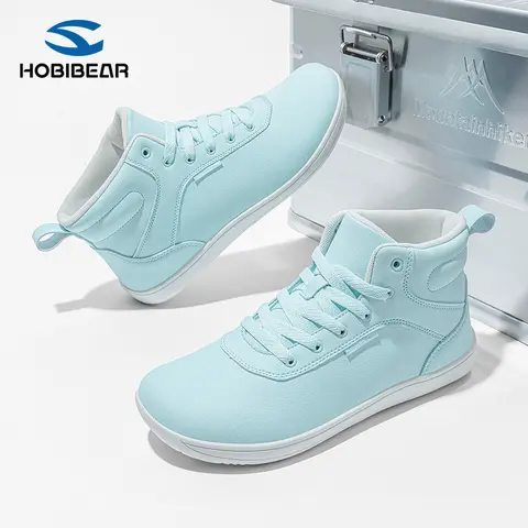 HOBIBEAR Women's Sneakers - Mid-Cut Closed Round Toe, Wide-Fit Ease Leatherette, Flat Thick-Sole, Lightweight Breathable Casual Athletic Footwear, Solid Color Easy to Style All-Seasons Walking Trainers