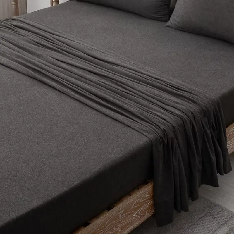 1-Pack Jersey Knit Flat Top Sheet Only 100% T-Shirt Heather Cotton Super Soft Comfy Breathable Decor Bedding Supplies for Home Bedroom Elegant Comfort Essential  Flat Sheet Solid-color sheets