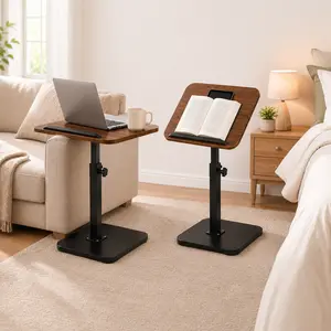 Adjustable C-Shaped Modern Sofa Table, Height-Adjustable Accent Side Table with Tilting Top for Laptop & Reading, Space-Saving Indoor Furniture for Small Spaces Bedroom & Dorm Essentials