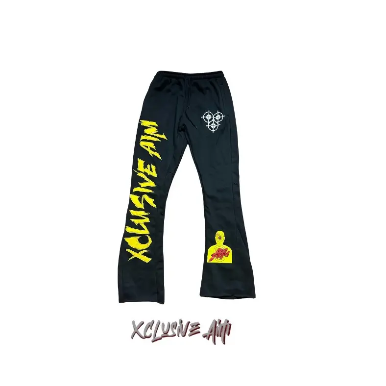 Yellow & Black-Flare Sweatpants