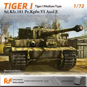 Refine 2003 1/72 Tiger I Mid Type Model Kit, 2 Options Available (217 Carius & Standard), Detailed Scale Model Building Set