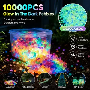 10000pcs/bag, Horticultural Aquarium Garden Landscape Garden Accessories Fluorescent Decorative Small Stone Vase, Hourglass, Luminous Sand Fluorescent Particles, Suitable For Various Landscaping Applications 8.82oz