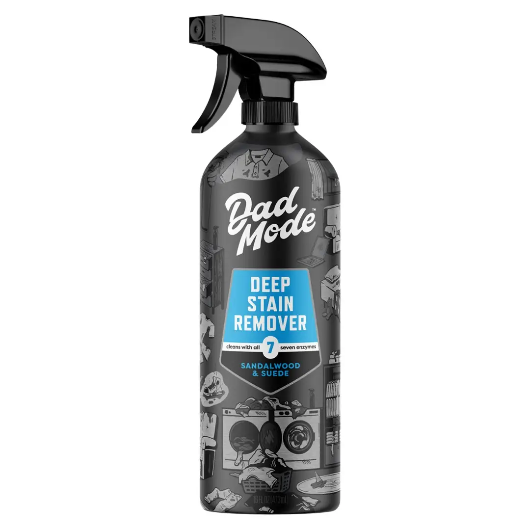 DadMode Deep Laundry Stain Remover & Odor Eliminator - 7 Enzyme Extreme Mess Cleaner - Scented Sandalwood & Suede - 16oz - Household