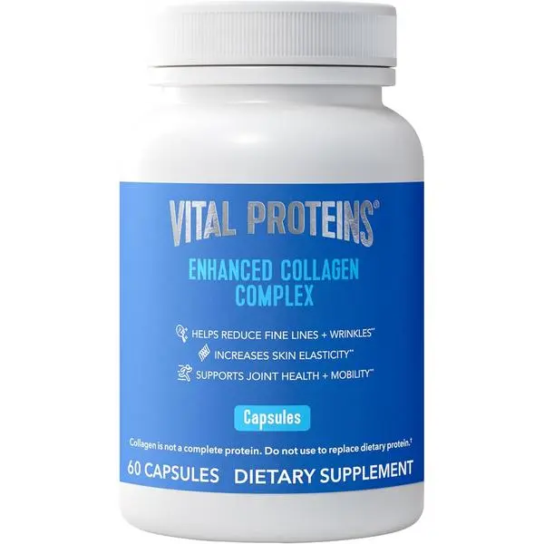 Vital Proteins Enhanced Collagen Complex Capsules with BioCell Collagen - Supports Skin Elasticity, Joint Health and Helps Reduce Fine Lines & Wrinkles (1) - 60 Count