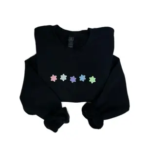 Glow In The Dark Stars Embroidered Sweatshirt Crewneck Unisex Tops