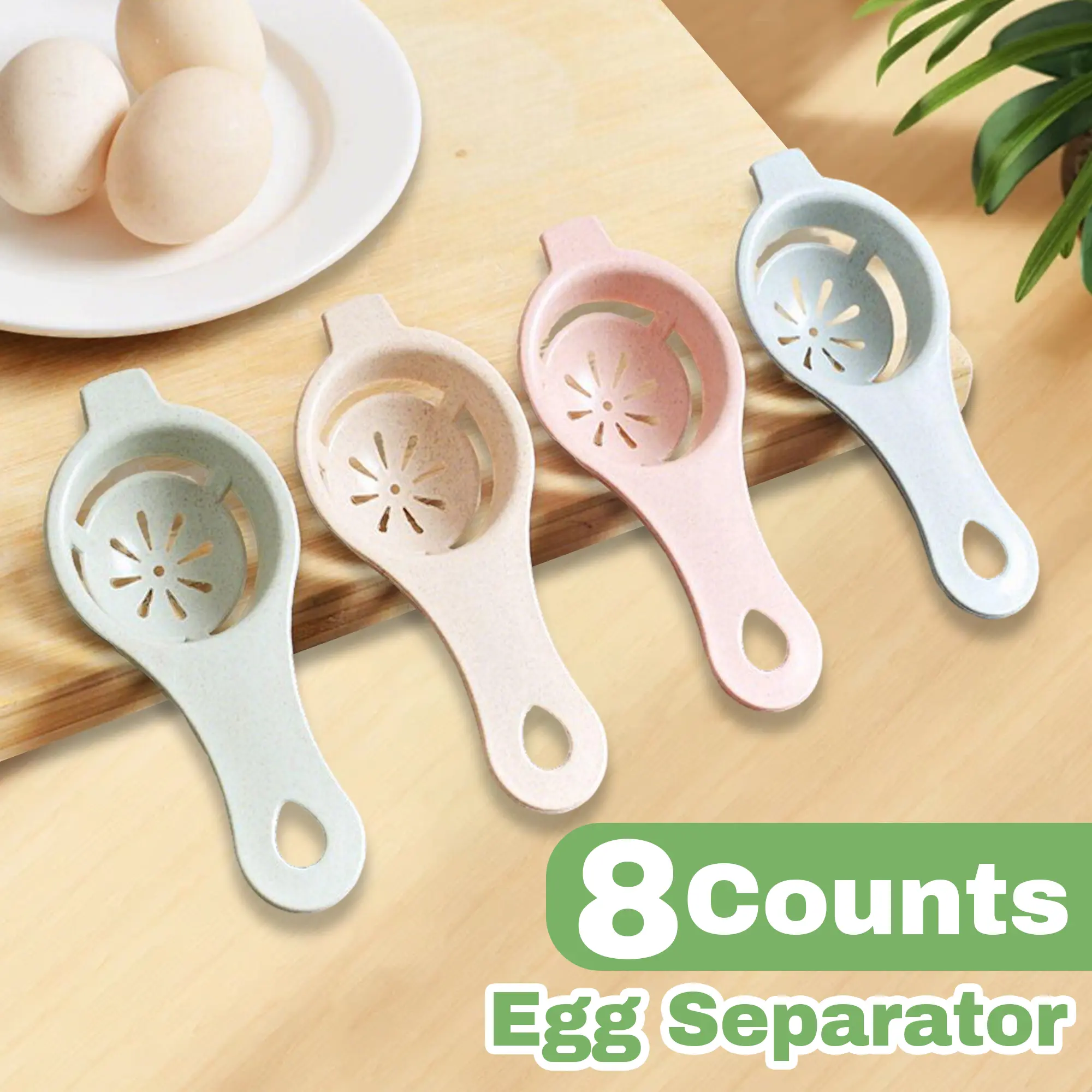 8 Counts Egg Yolk White Separator, Egg Separator Egg Yolk Separator Food Grade Egg White Filter Egg Separator Tool Kitchen Baking Gadget