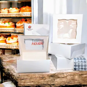 Cake Boxes 25 Pack 12x12x5 Inch Sturdy Bakery Box with Clear Display Window for Pies Donuts & Treats Durable Cardboard Construction Easy Assembly Disassembly Versatile Use