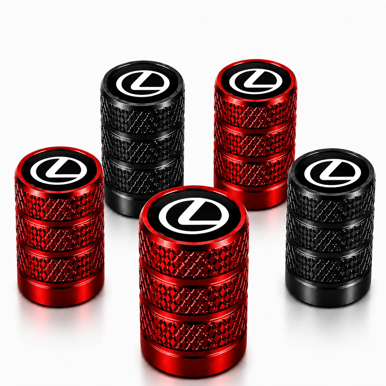 5Pcs Tire Valve Stem Caps with Lexus Logo, Premium Waterproof Leakproof Corrosion Resistant Wheel Air Valve Dust Covers, Easy Install Fit for RX ES NX GX IS LS UX Hybrid Luxury Sedan SUV Exterior Decoration Accessories
