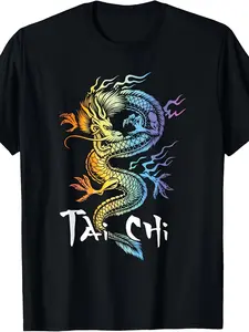 Men's & Women's Tai Chi Training T-Shirt - Soft Breathable Martial Arts Top Suitable for Tai Chi, Yoga Practice - Machine Washable Casual Wear with Tai Chi Pattern - Unisex