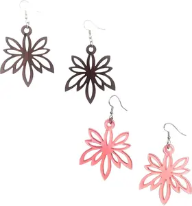 Resonance Natural Glow Collection - 2 Pairs Wood Earrings Bundle (Padauk + Blacklight Glow) - Day to Night Festival Jewelry Set