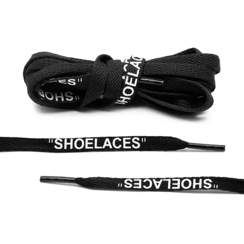 Black Neon Printed Text Replacement Laces - Durable, Casual Footwear Accessories with Light Blue, Neon Green Options, Best Matches Stock Shoes