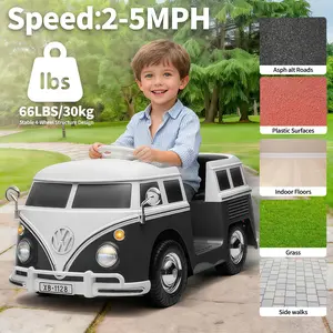 6v Electric Ride-on Bus with 4.5AHBattery, Licensed Volkswagen Ride on Toy for Kids, Positive Energy Charger, No Remote Control, US Standard Eco-Friendly Design