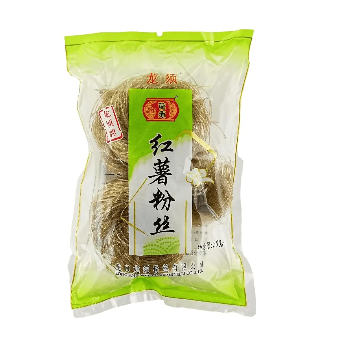 LONGXU Sweet Potato Noodles - Round Vermicelli, 300g Bag - Perfect for Cold Salads, Stir-Fries, and Hot Pot