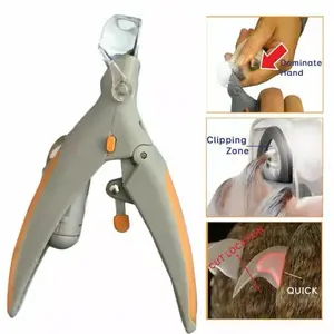 LED Pet Nail Clipper with 5X Magnifier Safe Easy Trimming for Dogs & Cats No More Painful Cuts Ergonomic Design with Built-in Nail Catcher and Super-bright LED Light