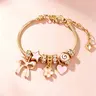 Cute Bow & Heart & Flower Design Charm Bracelet, Rhinestone Decorated Bracelet for Women & Girls, Bracelet for Birthday Gift, Fashionable Bracelet, Fashion Bracelets