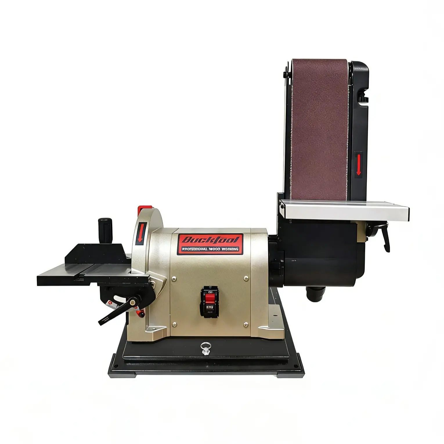 BUCKTOOL Bench Belt Sander with Rotating Base and Dust Collection Fitting, Belt Sander for Woodworking 4 in. x 36 in. Belt & 8 in. Disc with 3/4HP Direct-drive Motor with Rotating Base, BD4801 PLUS