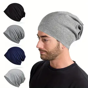 4PCS Women Slouchy Beanie Hat Cotton Solid Color Hip-Hop Running Beanie, Breathable Helmet Lining, Loose Thin Cold Hat Ear Protection Brimless Beanie Headwear,for Outdoor Activities Casual Wear