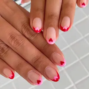 24-Piece Heart Nail Set, Versatile French Style Nails, French Tips Nails, Easy Apply No Heat Required, Perfect for Work School Daily Shopping