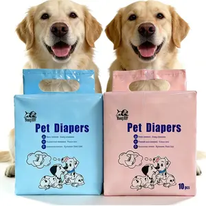 Disposable Male Female Dog Diapers Super Absorbent Breathable Leak Proof Wetness Indicator for Male Dogs Adjustable Tapes for Small Medium Large Dogs Cats for Potty Training Travel