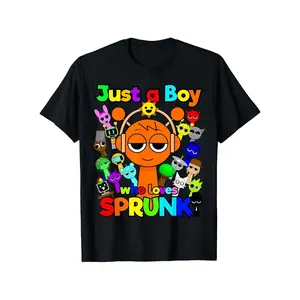 Sprunki boys Oren Just a boy who loves Sprunki T-Shirt Cotton Blend, Funny Black Shirt for 5-13Y Boy Girl Teen Crew Neck Sweatshirt