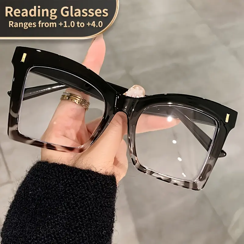 ShowCute Vintage Cat Eye Men's Reading Glasses - Single Item, Green Leopard Frame, Clear Lenses, +1.0 to +4.0 Magnification for Computer & Presbyopic Use