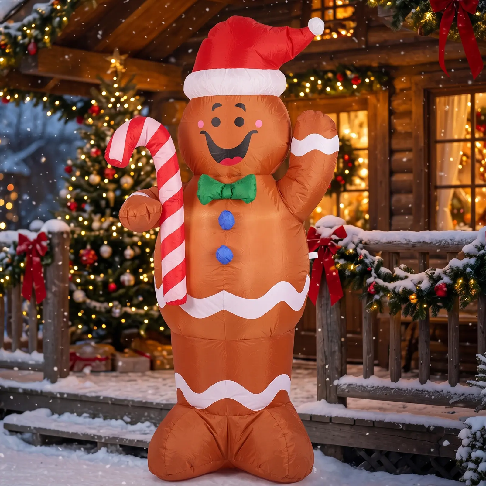 5FT Inflatable Gingerbread Man Decoration Colorful Holiday Decor For Christmas Winter Celebrations And New Year Home Decoration tiktokshopbacktoschool