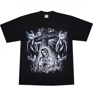 FEEGO Guadalupe Cross Men's T-shirts  INRI Streetwear Fashion Gangster Style Sweatshirt