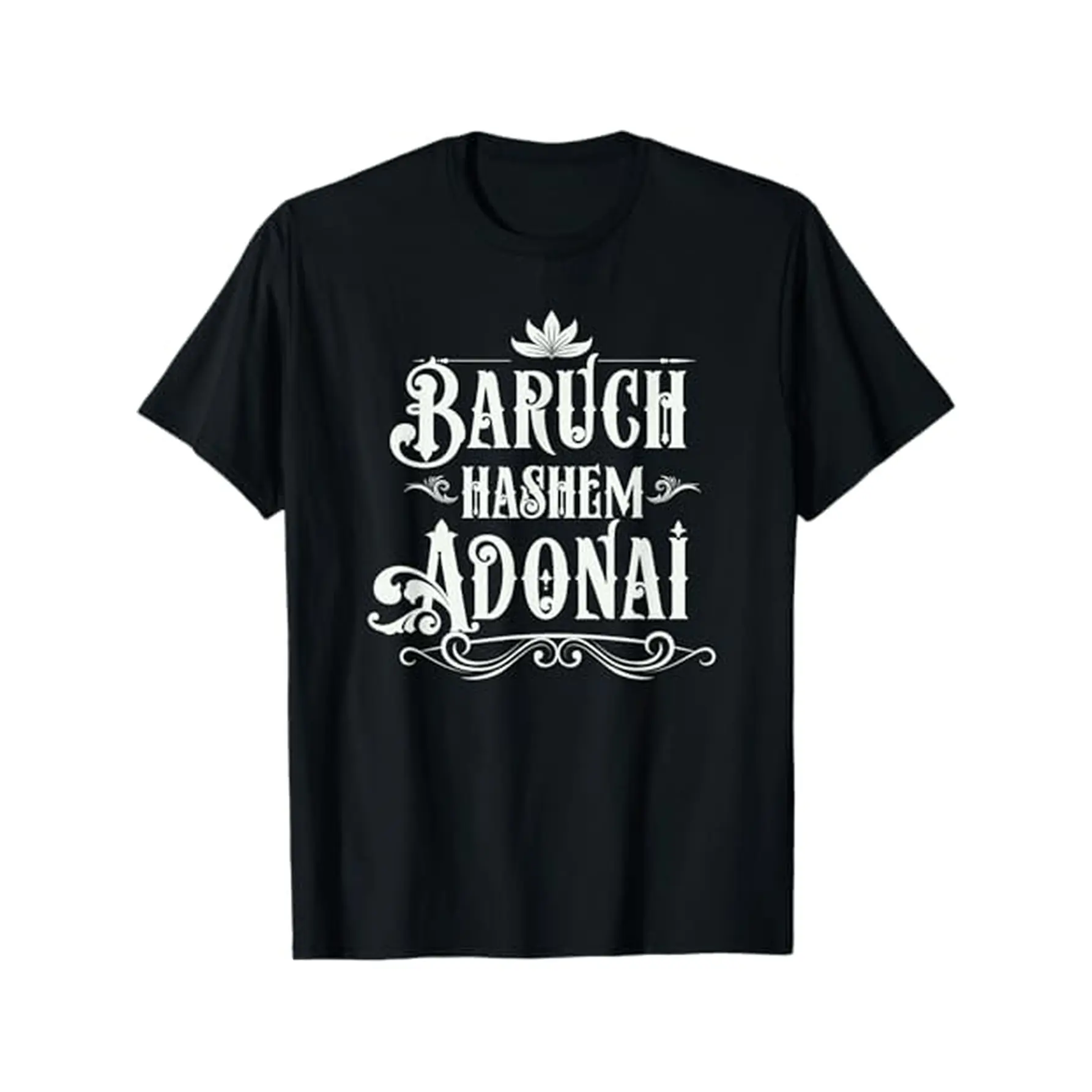 1pc Baruch Hashem Adonai - Hebrew Christian Blessing T-Shirt, 100% Cotton Crew Neck Casual Tee, All-Season Knit Fabric Printed Shirt for Adults, Gift y2k  outfits  men time  tee  shirt  backwards cool cotton demon graphic tee Vintage Oversized