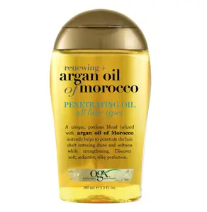 OGX Renewing + Argan Oil of Morocco, Cold-Pressed Argan Oil for Hair Penetrating Treatment & Shine, Moisturizing & Strengthening Silky Oil for All Hair Types, Paraben & Sulfate Free, 3.3 fl oz