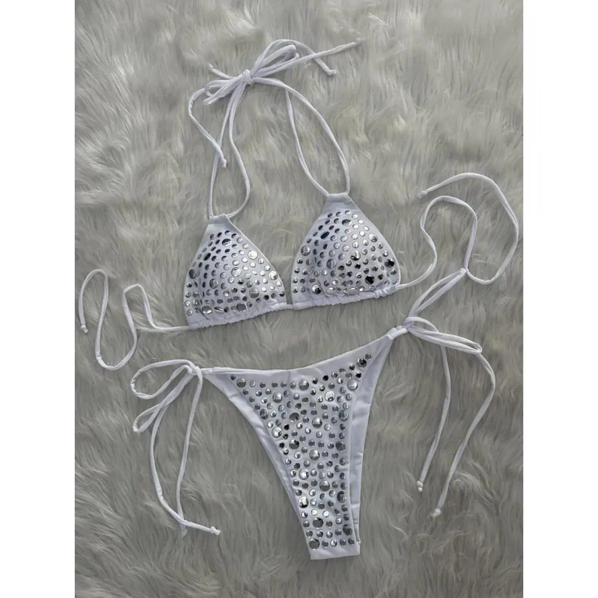 2026 Halter Metallic Sequins Bikini Women Swimsuit Female Swimwear Two Pieces Bikini Set Bather Bathing Suit Swim Lady Beachwear