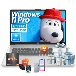 HP 17-inch Laptop for Business and Student -  up to 32GB RAM, 512GB SSD, AMD Ryzen 5 7430U, Windows 11 Pro, Wi-Fi 6, Fast Charge, 17.3” FHD Anti-Glare Display,Bundle Accessory