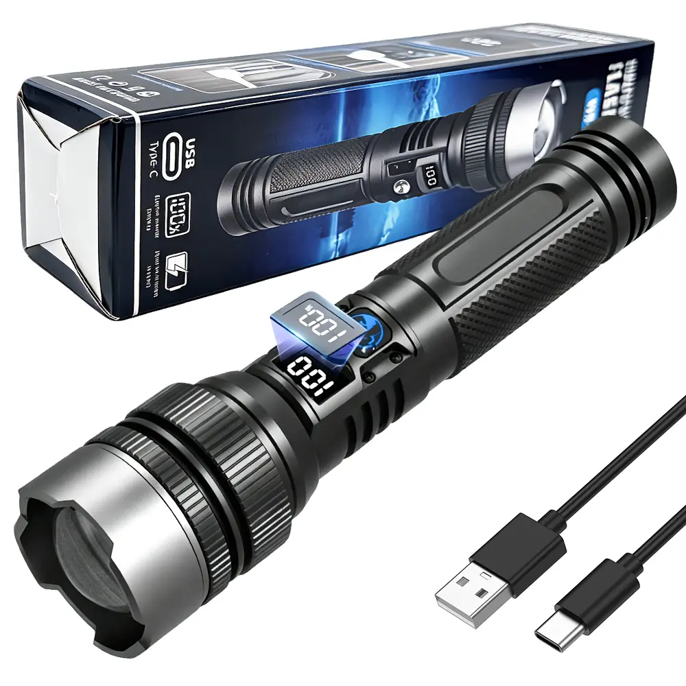 Newly upgraded 2200 lumen rechargeable LED flashlights, super bright, shockproof and waterproof, 5 modes, tactical accessories, zoomable flashlight, suitable for outdoor emergency signals. BackToSchool outdoorfun