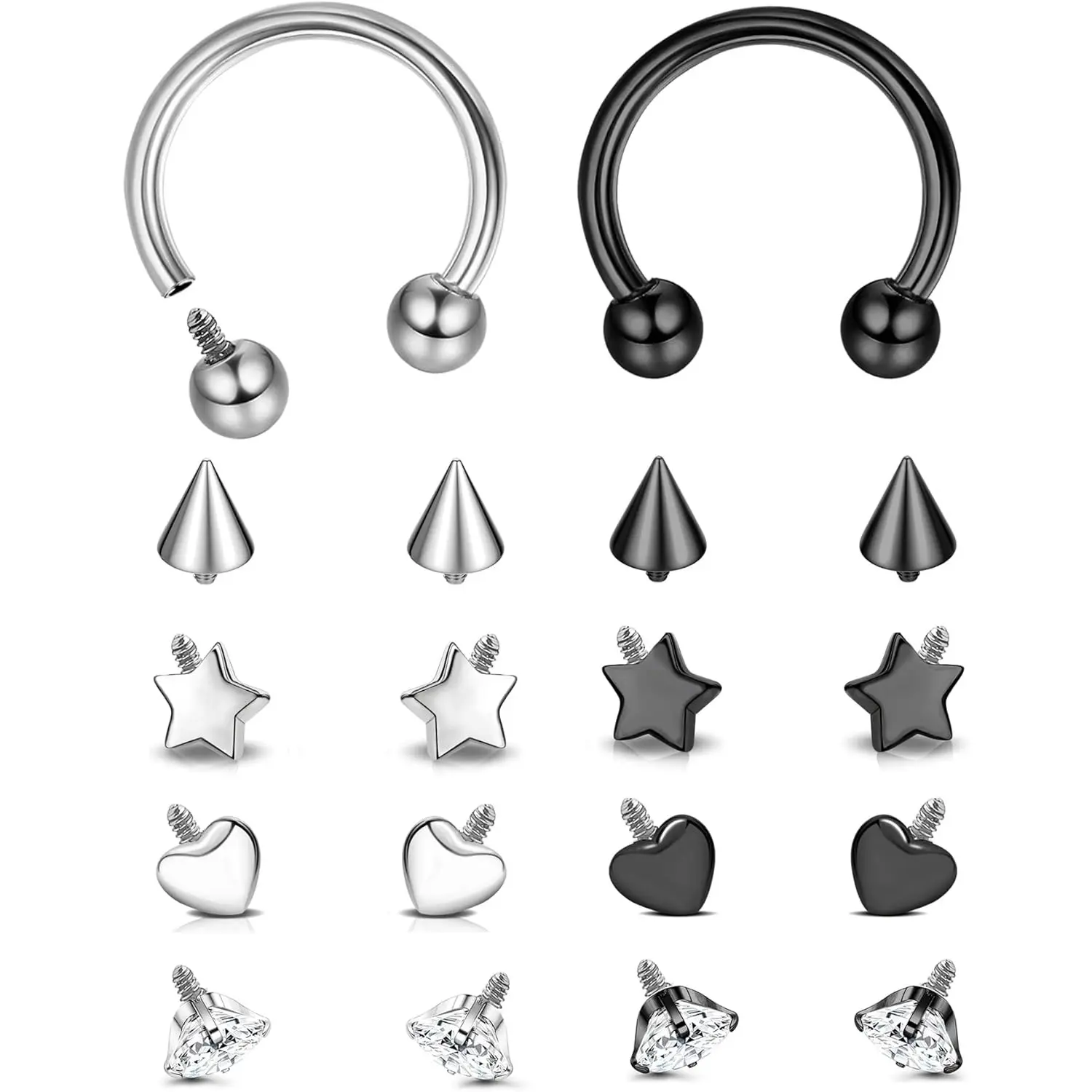 MILACOLATO G23 Titanium Circular Barbell Septum Ring, Nose Piercing Jewelry Set for Women and Men