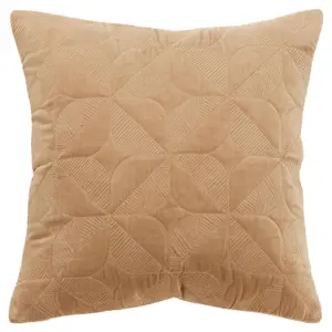20"x20" Oversize Geometric Square Throw Pillow Cover Tan - Rizzy Home: Cotton Velvet, Embroidered, Industrial Style