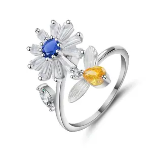 Stress Relieving Spinning Rotatable Rings , Cubic Zircon Stackable Ring,Stress Relief Meditation Jewelry Gift