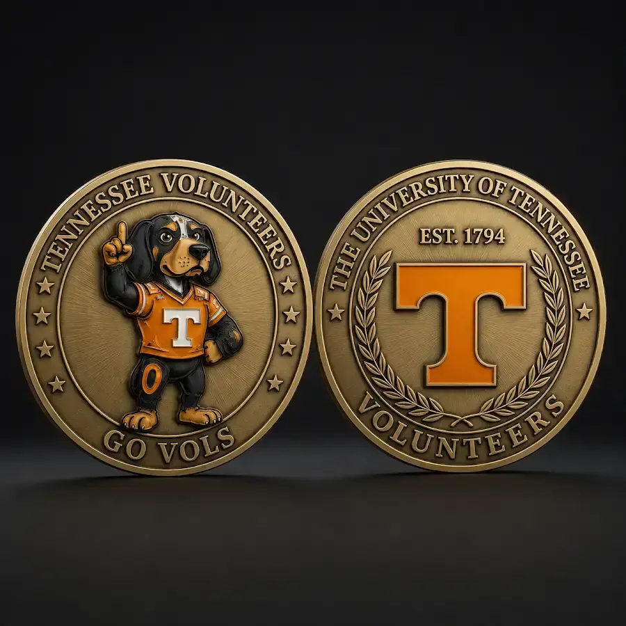 Tennessee Volunteers challenge coin University of Tennessee Go Vols Smokey Est 1794 college football fan collectible coin gear