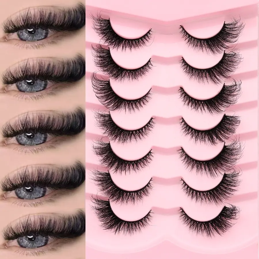 7 pairs of new cat-eye false eyelashes, natural long black band eyelashes, wing-shaped end eyelashes, elongated eyeliner false eyelashes, mink imitation false eyelashes, cosmetics (XF09), band eyelashes, false eyelashes, eyelashes, High Quality Eyelashes