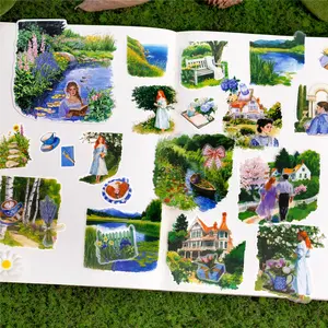 Romantic Series Character & Landscape Theme Sticker, 30 Sheets/bag PET Material Scrapbook & Journal Making Sticker, DIY Decorative Sticker for Diary Phone Case Photo Frame