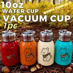 Mini Fat Dog Sticker DIY Insulated Cup, Home Vacuum Stainless Steel Pocket Cup, Outdoor Portable Handheld Cup, Self-Decorative Water Bottles Tumbler