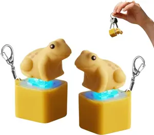 Frog Croaking Keychain Fidget Toy, Cute Frog Sound Button with LED Lights, USB Rechargeable Keychain Clicker for Stress Relief, Sensory Toy for Adults, Portable Noise Maker for Office Keyboard