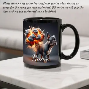 1pc Customizable French Bulldog Mug 11oz Durable Ceramic Coffee Cup with Vibrant Cartoon Dog Design Personalized Name Option Perfect for Birthdays Anniversaries and Holiday Gifts Drinkware Customized