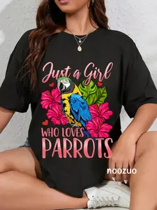 100% Cotton Parrot Just a Girl Who Loves Parrots Bird Watching Gift T-Shirt