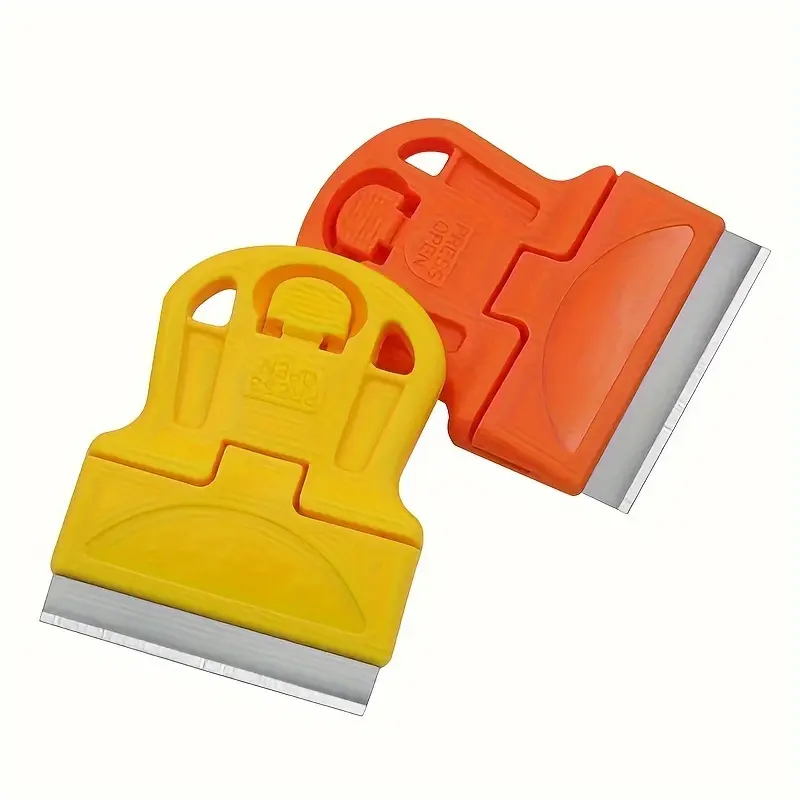 2 Mini Scraper Blades for Easy Removal of Glass Stickers & Old Car Window Film Adhesive, Durable Plastic Material for Peeling Labels & Debris, Sticker Remover, Compact, Effortless Scrapings, Tools