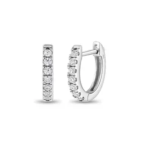 Small Multi CZ 9mm Kids / Children's / Girls Earrings Hoop/Huggie Safety Latch - Sterling Silver